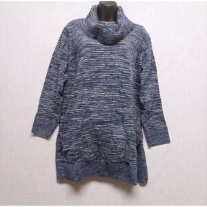 Womens‎ 1X Navy Cowl Neck Sweater Slouchy Knit Plus Size Lagenlook Minimalist